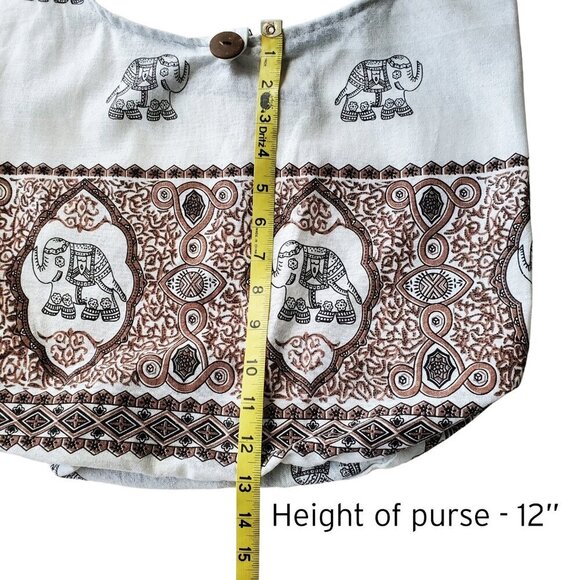 Boho Elephant Crossbody Cotton Purse Made in Thailand 100% Cotton Comfy Bag - Picture 10 of 16
